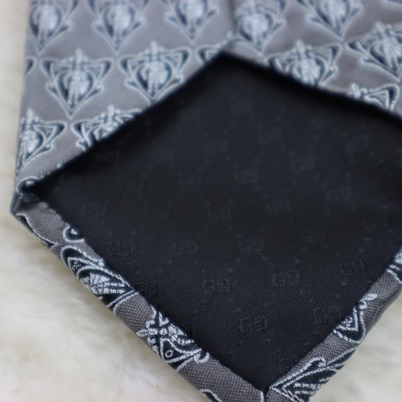 Gucci Gray Patterned Silk Tie - Picture 6 of 7